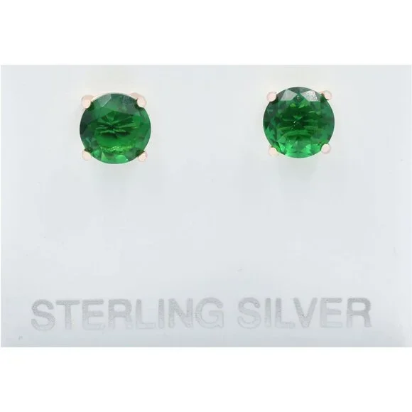 Created 1.86 Cts Emerald Stud Earrings 14k Rose Gold Plated - Picture 1 of 3